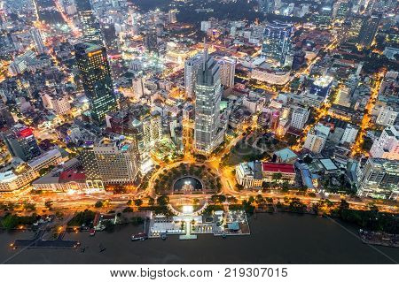 Ho Chi Minh, Vietnam - Dec 18, 2017: Royalty High Quality Free Stock Image Aerial View Of Ho Chi Min