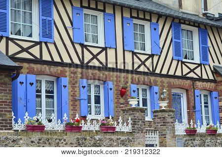typical half timbered houses in Normandy France