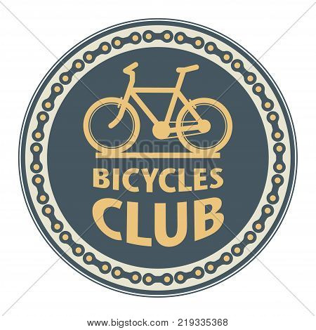 Stamp with bicycle and the words Bicycles Club vector illustration