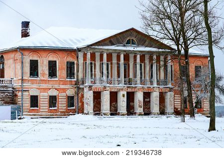 Abandoned manor house of Chaletsky and Voynich-Senkozheskiy in village of Khalch of Vetkovsky district of Gomel region Belarus