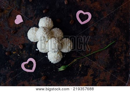 Beautiful white sweets - concept of romantic dessert