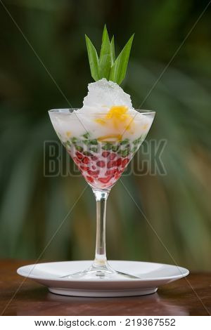 Thai dessert tub tim krob in a glass