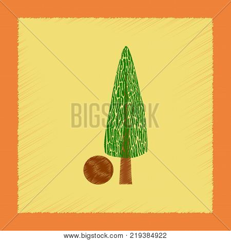 flat shading style Illustrations of plant Cupressus