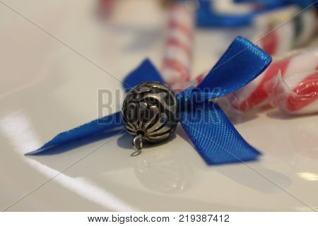 Christmas Decoration With Sugar Stick And Bell