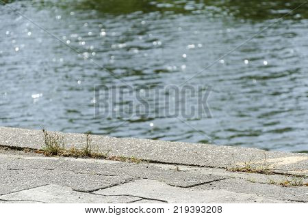 city promenade cocnrete floor with sava river