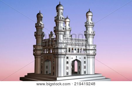 Indian Monument of Charminar Hyderabad 3d architecture 400 years old
