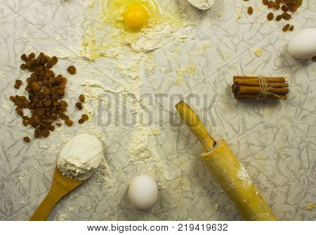 dough with close-up. man is preparing bread dough