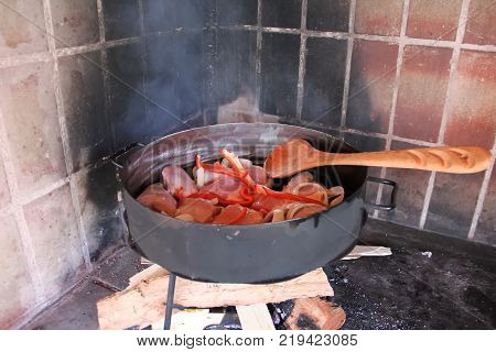 Cooking On The Disks Of Plowing The Land Typical Kitchen Of The Pampa Argentina