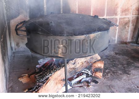 Cooking On The Disks Of Plowing The Land Typical Kitchen Of The Pampa Argentina