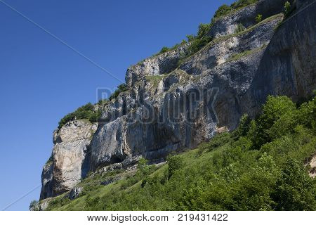 Cliffs of Baume-les-messieurs in the Jura Franche-Comte France