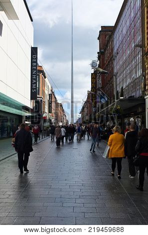 9 may 2014-dublin-ireland- people walking in the street of Dublin,Ireland