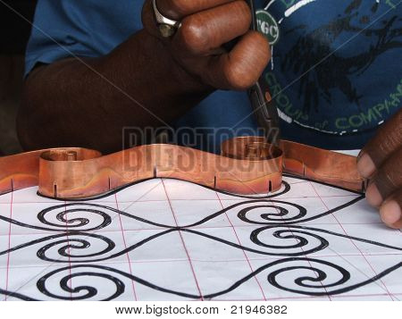 machen den Stempel für batik