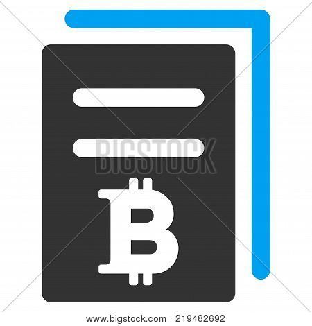 Bitcoin Price Copy flat vector pictograph. An isolated illustration on a white background.