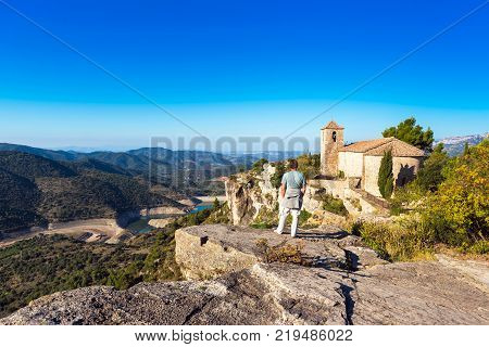 View Of The Romanesque Church Of Santa Maria De Siurana In Siurana Tarragona Catalunya Spain. Copy S