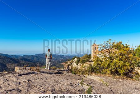 View Of The Romanesque Church Of Santa Maria De Siurana In Siurana Tarragona Catalunya Spain. Copy S
