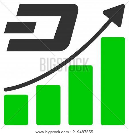Dash Growth Trend flat vector pictograph. An isolated illustration on a white background.