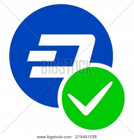Valid Dashcoin flat vector pictograph. An isolated illustration on a white background.