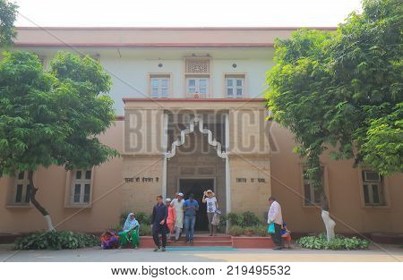New Delhi India - October 29, 2017: Unidentified People Visit National Gandhi Museum New Delhi.