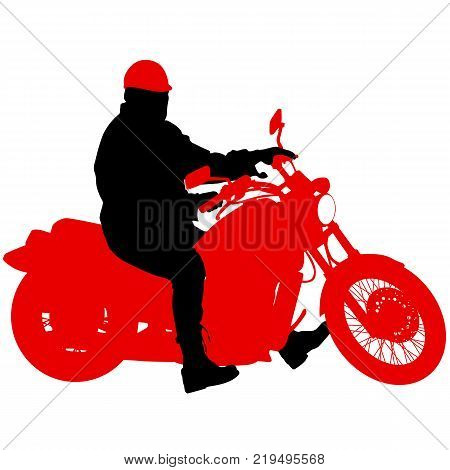 Black silhouettes Motocross rider on a motorcycle. Vector illustrations.