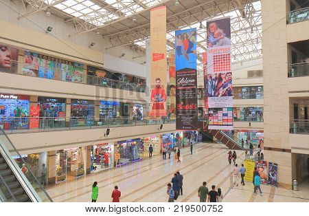New Delhi India - October 29, 2017: Unidentified People Visit V3s Shopping Mall In New Delhi.