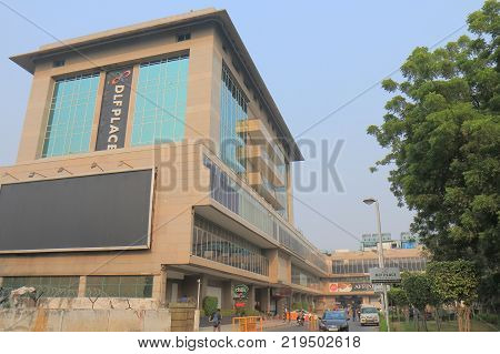 New Delhi India - October 29, 2017: Unidentified People Visit Dlf Place Shopping Mall In New Delhi.