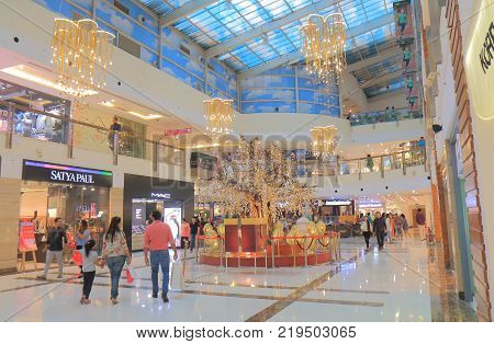 New Delhi India - October 29, 2017: Unidentified People Visit Dlf Place Shopping Mall In New Delhi.