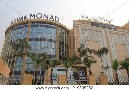 New Delhi India - October 30, 2017: Contemporary Rcube Monad Shopping Mall In New Delhi.