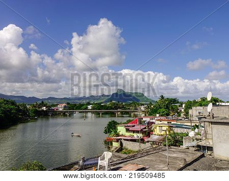 Mahebourg Mauritius - Jan 3 2017. River scenery of Mahebourg Mauritius. Mauritius an Indian Ocean island nation is known for its beaches lagoons and reefs.