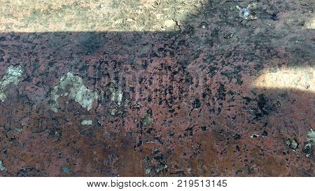 Old vintage cement messy cracked wall,  grunge textured background, panoramic photo