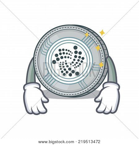 Tired IOTA coin character cartoon vector illustration