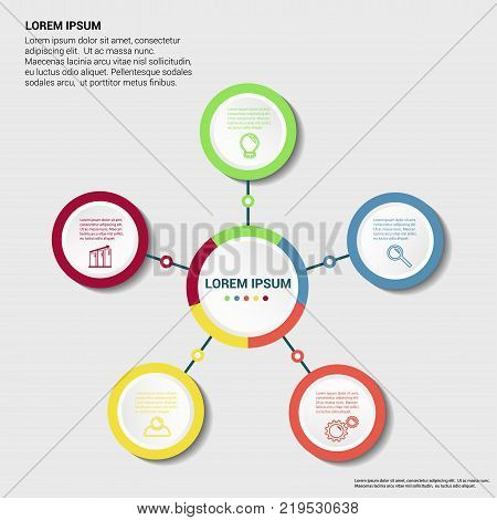 Business data visualization. Abstract elements of graph, diagram with 5 steps, options, parts or processes. Vector business template for presentation. Creative concept for infographic.