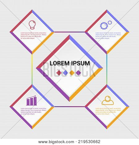 Infographics template four options with square. Can be used for workflow layout, diagram, number options, step up options, web design, presentations