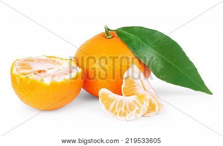 tangerine or mandarin fruit isolated on white background cutout