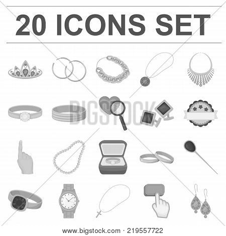 Jewelry and accessories monochrome icons in set collection for design.Decoration vector symbol stock  illustration.