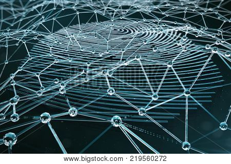 Fingerprint Scanning Identification System. Fingerprint scan provides security access with biometrics identification, 3D Rendering