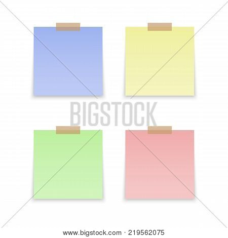 Colorful stickers square. Sticky reminder notes, with shadow.