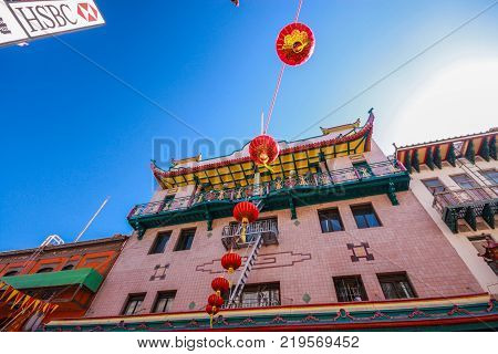SAN FRANCISCO CA USA - SEPT 22 2010: Office of HSBC bank in China Town district in San Francisco on Sept 22 2010.