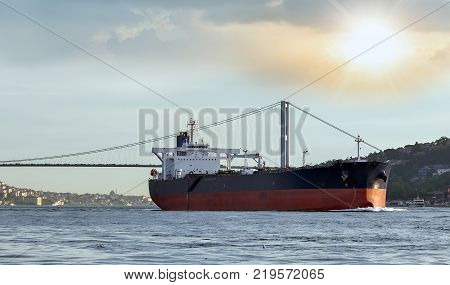 Container Cargo Cranes Loading And Unloading Of Containers In The Sea Port, Logistic Import Export T