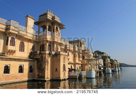 Historical Lakeside Architecture Cityscape In Udaipur India