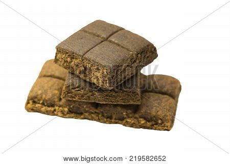 Bars of medical hematogen on a white background shot close-up