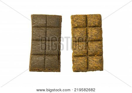 Bars of medical hematogen on a white background shot close-up