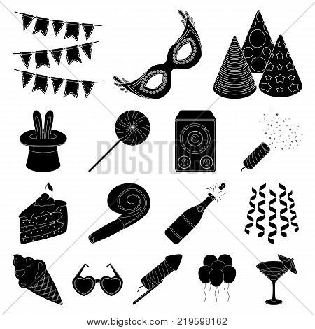 Party, entertainment black icons in set collection for design. Celebration and treat vector symbol stock  illustration.