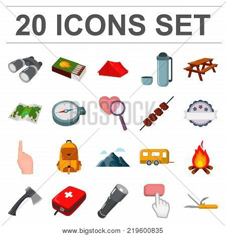 Rest in the camping cartoon icons in set collection for design. Camping and equipment vector symbol stock  illustration.