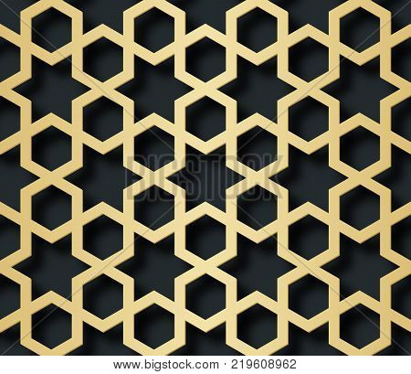Vector arabic seamless pattern illustration with 3D effect for the festive design of the brochure, website, print.