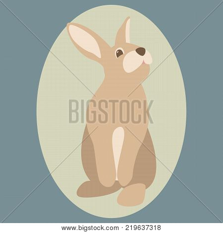rabbit cartoon vector illustration flat style front view