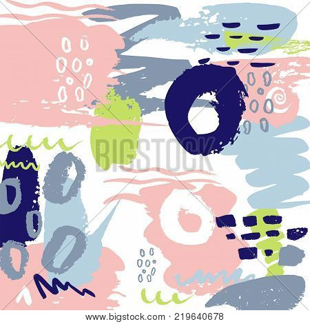 Abstract background with hand drawn textures in memphis style. Retro fashion background.