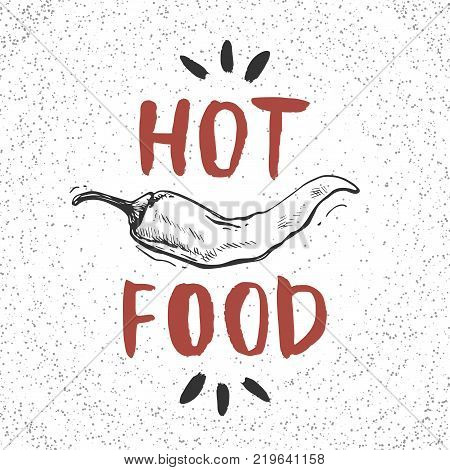 Hot food. Hand drawn pepper for card menu banner or other.