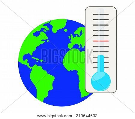 Thermometer against the background of the planet Earth.
