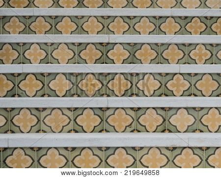 Tile Pattern on Risers of Outdoor Staircase