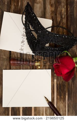 Valentines Day date invitation, copy space on empty card